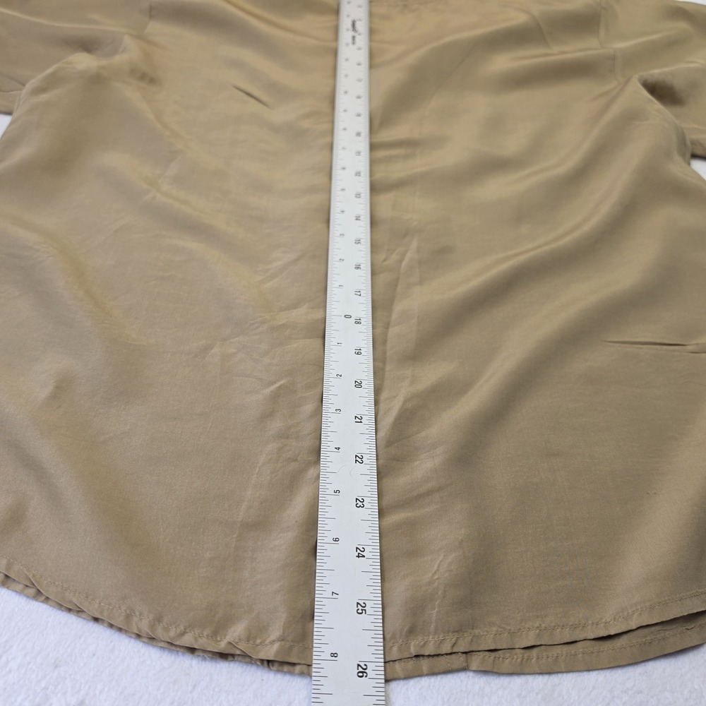 Oscar de la Renta Expressions 100% Silk Blouse Women's Large Beige Button Front - Picture 5 of 9